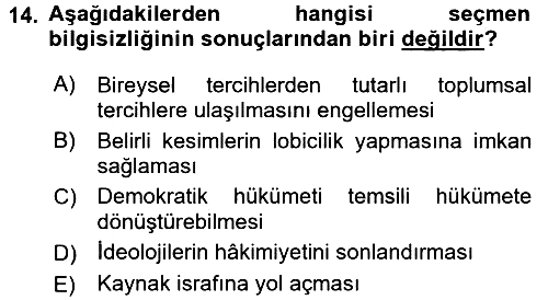 Kamu Ekonomisi 2 2016-2017 Dönem Sonu Sınavı - 14. soru