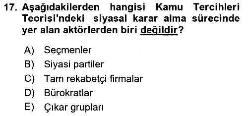 Kamu Ekonomisi 2 2024-2025 Dönem Sonu Sınavı - 17. soru