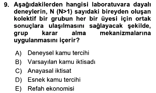 Kamu Ekonomisi 2 2020-2021 Yaz Okulu Sınavı - 9. soru