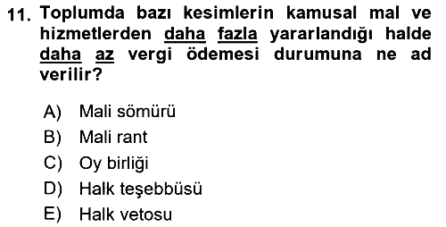 Kamu Ekonomisi 2 2020-2021 Yaz Okulu Sınavı - 11. soru
