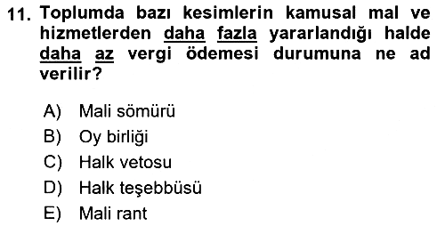 Kamu Ekonomisi 2 2022-2023 Yaz Okulu Sınavı - 11. soru
