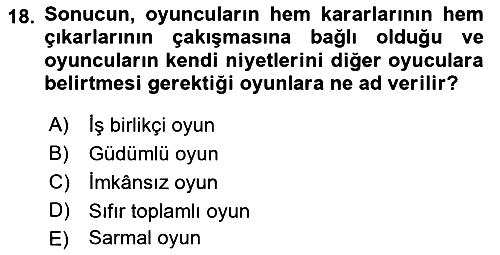 Kamu Ekonomisi 2 2022-2023 Yaz Okulu Sınavı - 18. soru