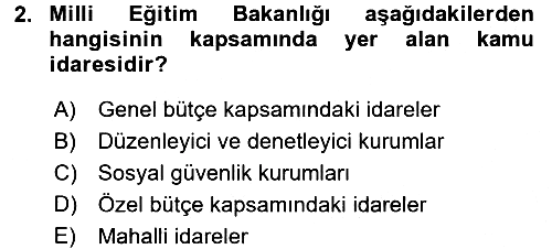 Kamu Mali Yönetimi 2016-2017 3 Ders Sınavı - 2. soru