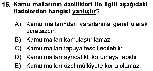 Kamu Mali Yönetimi 2018-2019 3 Ders Sınavı - 15. soru