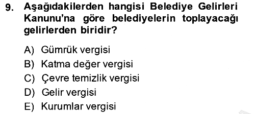 Kamu Mali Yönetimi 2014-2015 Ara Sınav - 9. soru