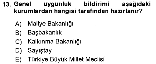 Kamu Mali Yönetimi 2015-2016 Ara Sınav - 13. soru