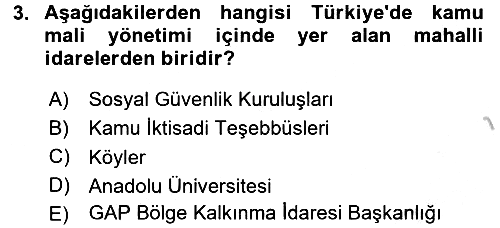 Kamu Mali Yönetimi 2016-2017 Ara Sınav - 3. soru