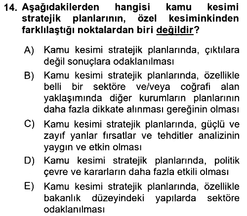 Kamu Mali Yönetimi 2018-2019 Ara Sınav - 14. soru
