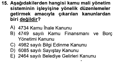 Kamu Mali Yönetimi 2012-2013 Dönem Sonu Sınavı - 15. soru