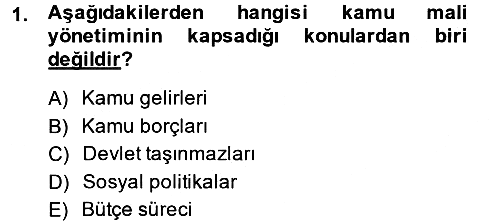 Kamu Mali Yönetimi 2013-2014 Dönem Sonu Sınavı - 1. soru