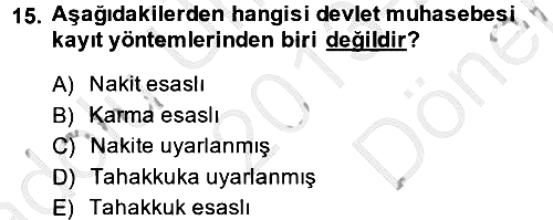 Kamu Mali Yönetimi 2013-2014 Dönem Sonu Sınavı - 15. soru