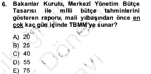 Kamu Mali Yönetimi 2014-2015 Dönem Sonu Sınavı - 6. soru