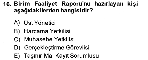 Kamu Mali Yönetimi 2014-2015 Dönem Sonu Sınavı - 16. soru