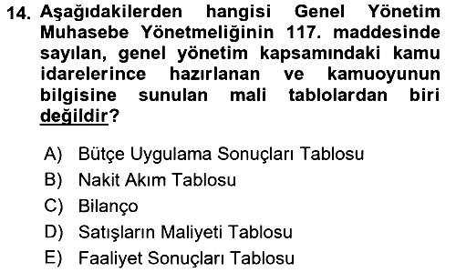 Kamu Mali Yönetimi 2015-2016 Dönem Sonu Sınavı - 14. soru