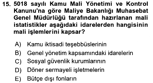Kamu Mali Yönetimi 2015-2016 Dönem Sonu Sınavı - 15. soru