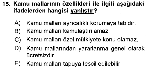 Kamu Mali Yönetimi 2017-2018 Dönem Sonu Sınavı - 15. soru