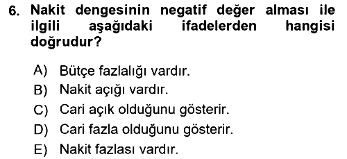 Kamu Mali Yönetimi 2021-2022 Dönem Sonu Sınavı - 6. soru