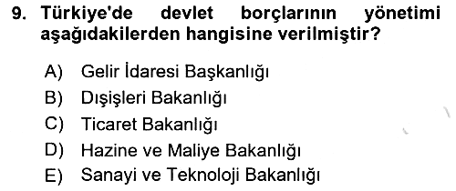 Kamu Mali Yönetimi 2021-2022 Dönem Sonu Sınavı - 9. soru