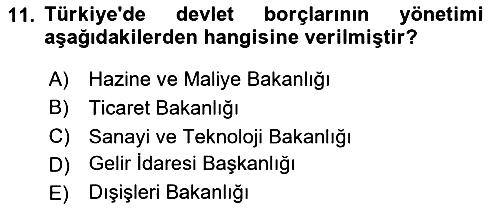 Kamu Mali Yönetimi 2023-2024 Dönem Sonu Sınavı - 11. soru