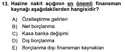 Kamu Mali Yönetimi 2018-2019 Yaz Okulu Sınavı - 13. soru