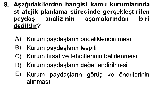 Kamu Mali Yönetimi 2020-2021 Yaz Okulu Sınavı - 8. soru