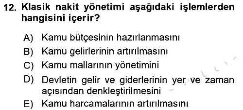 Kamu Mali Yönetimi 2022-2023 Yaz Okulu Sınavı - 12. soru