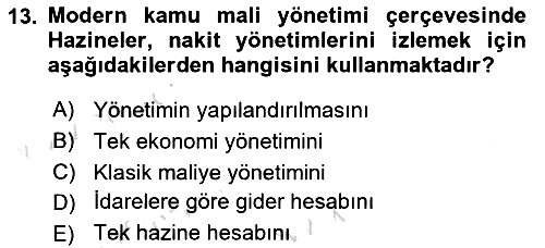 Kamu Mali Yönetimi 2022-2023 Yaz Okulu Sınavı - 13. soru