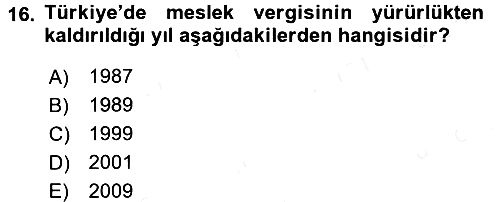 Mahalli İdareler Maliyesi 2018-2019 Ara Sınav - 16. soru