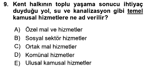 Mahalli İdareler Maliyesi 2021-2022 Ara Sınav - 9. soru