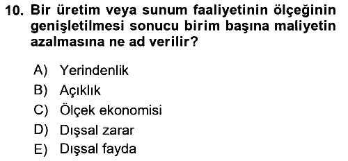 Mahalli İdareler Maliyesi 2021-2022 Ara Sınav - 10. soru