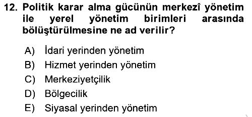 Mahalli İdareler Maliyesi 2021-2022 Ara Sınav - 12. soru