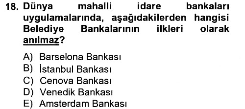 Mahalli İdareler Maliyesi 2012-2013 Dönem Sonu Sınavı - 18. soru