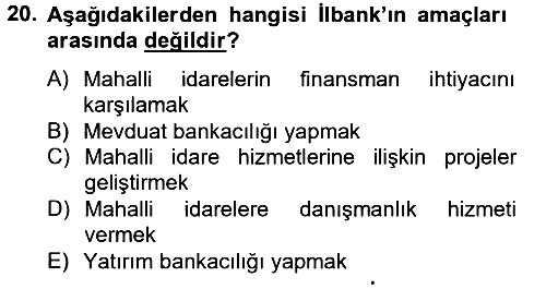 Mahalli İdareler Maliyesi 2012-2013 Dönem Sonu Sınavı - 20. soru