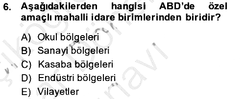 Mahalli İdareler Maliyesi 2014-2015 Dönem Sonu Sınavı - 6. soru