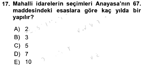 Mahalli İdareler Maliyesi 2015-2016 Dönem Sonu Sınavı - 17. soru