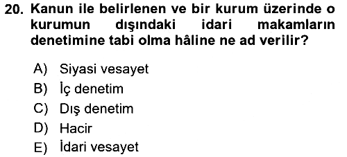 Mahalli İdareler Maliyesi 2015-2016 Dönem Sonu Sınavı - 20. soru