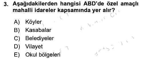 Mahalli İdareler Maliyesi 2016-2017 Dönem Sonu Sınavı - 3. soru