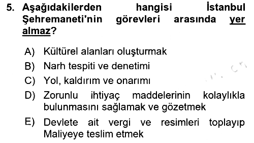 Mahalli İdareler Maliyesi 2023-2024 Dönem Sonu Sınavı - 5. soru