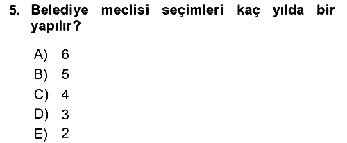 Mahalli İdareler Maliyesi 2024-2025 Dönem Sonu Sınavı - 5. soru