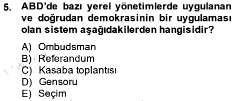 Mahalli İdareler Maliyesi 2013-2014 Tek Ders Sınavı - 5. soru