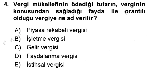 Mahalli İdareler Maliyesi 2023-2024 Yaz Okulu Sınavı - 4. soru