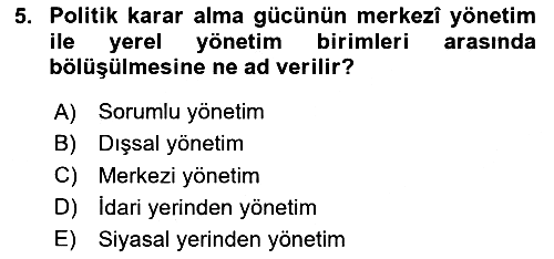 Mahalli İdareler Maliyesi 2023-2024 Yaz Okulu Sınavı - 5. soru