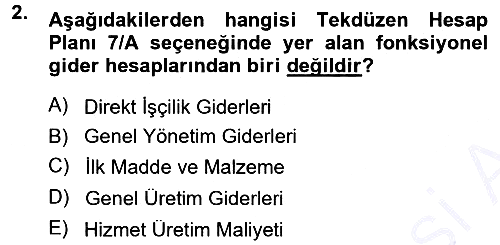 Maliyet Muhasebesi 2013-2014 Ara Sınav - 2. soru