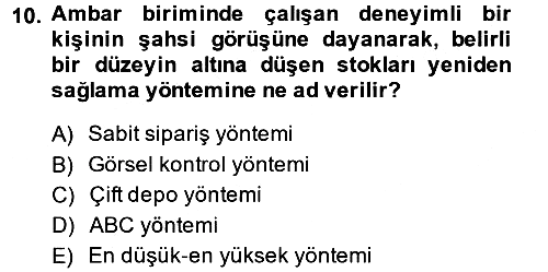 Maliyet Muhasebesi 2014-2015 Ara Sınav - 10. soru