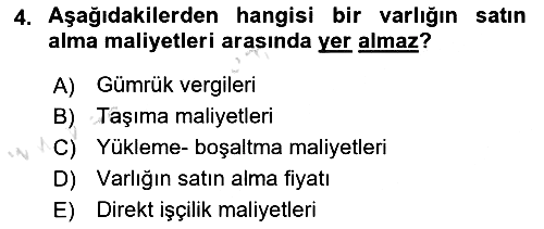 Maliyet Muhasebesi 2021-2022 Ara Sınav - 4. soru