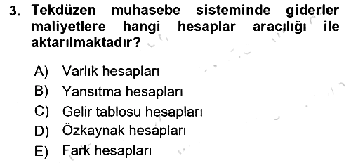 Maliyet Muhasebesi 2025-2026 Ara Sınav - 3. soru
