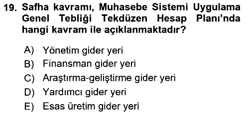 Maliyet Muhasebesi 2023-2024 Dönem Sonu Sınavı - 19. soru