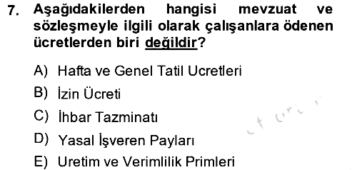 Maliyet Muhasebesi 2014-2015 Tek Ders Sınavı - 7. soru