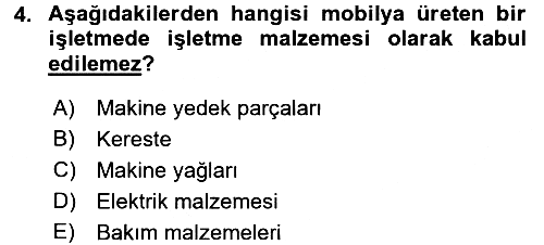 Maliyet Muhasebesi 2018-2019 Yaz Okulu Sınavı - 4. soru