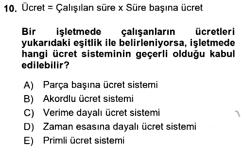 Maliyet Muhasebesi 2018-2019 Yaz Okulu Sınavı - 10. soru